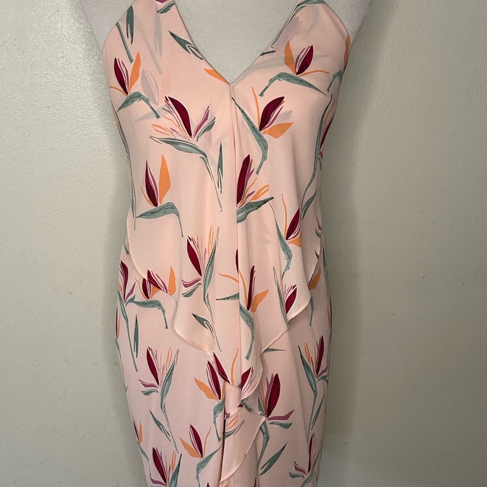 Olivaceous Pink Floral Backless Dress